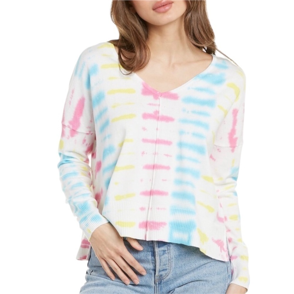✨3/$21✨Central Park West Wisteria Multi Coloured Tie Dyed V Neck Sweater XS